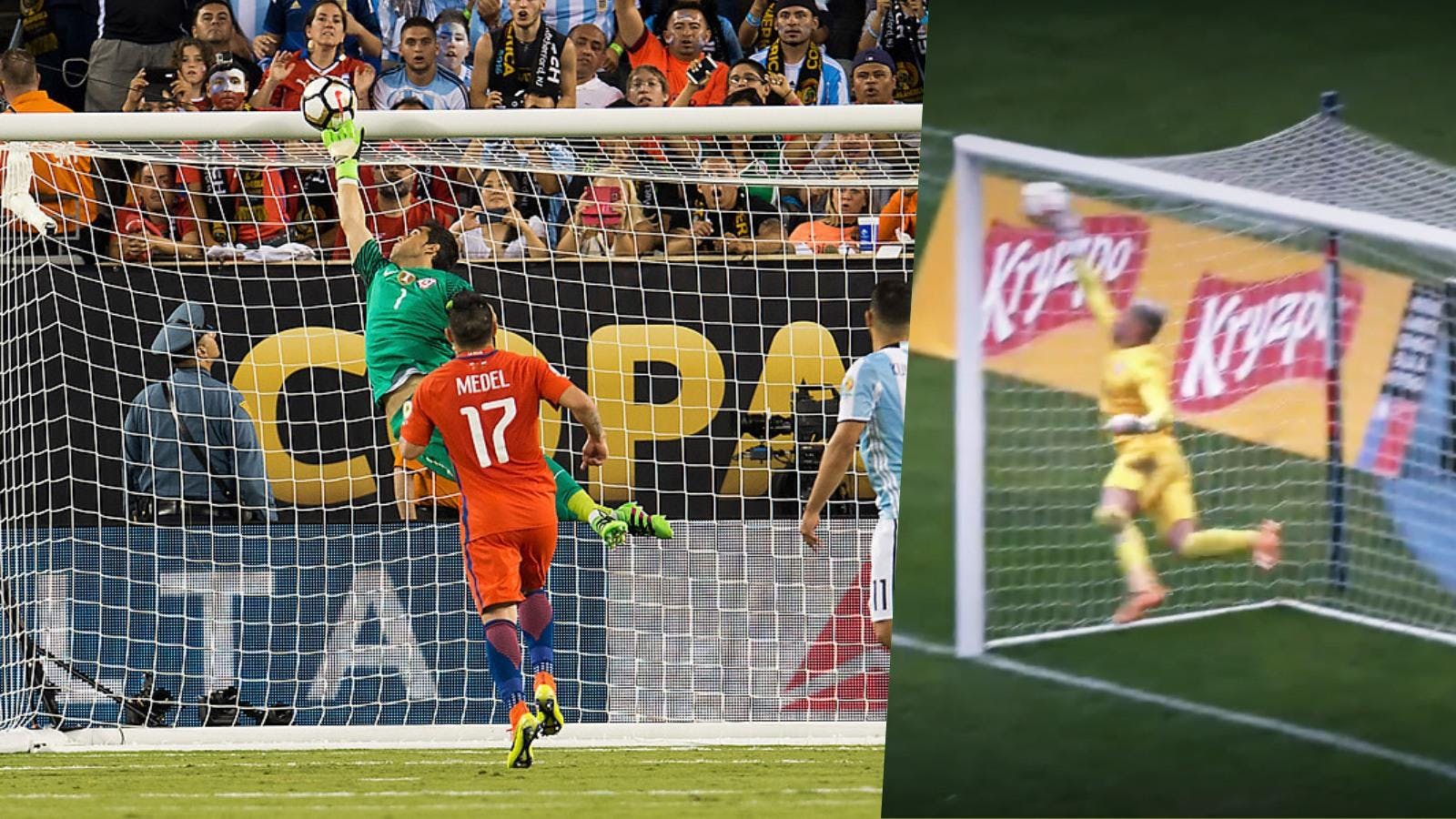 Video: La increíble tapada de Campitos a lo Claudio Bravo ante el Kun Agüero en la Copa América