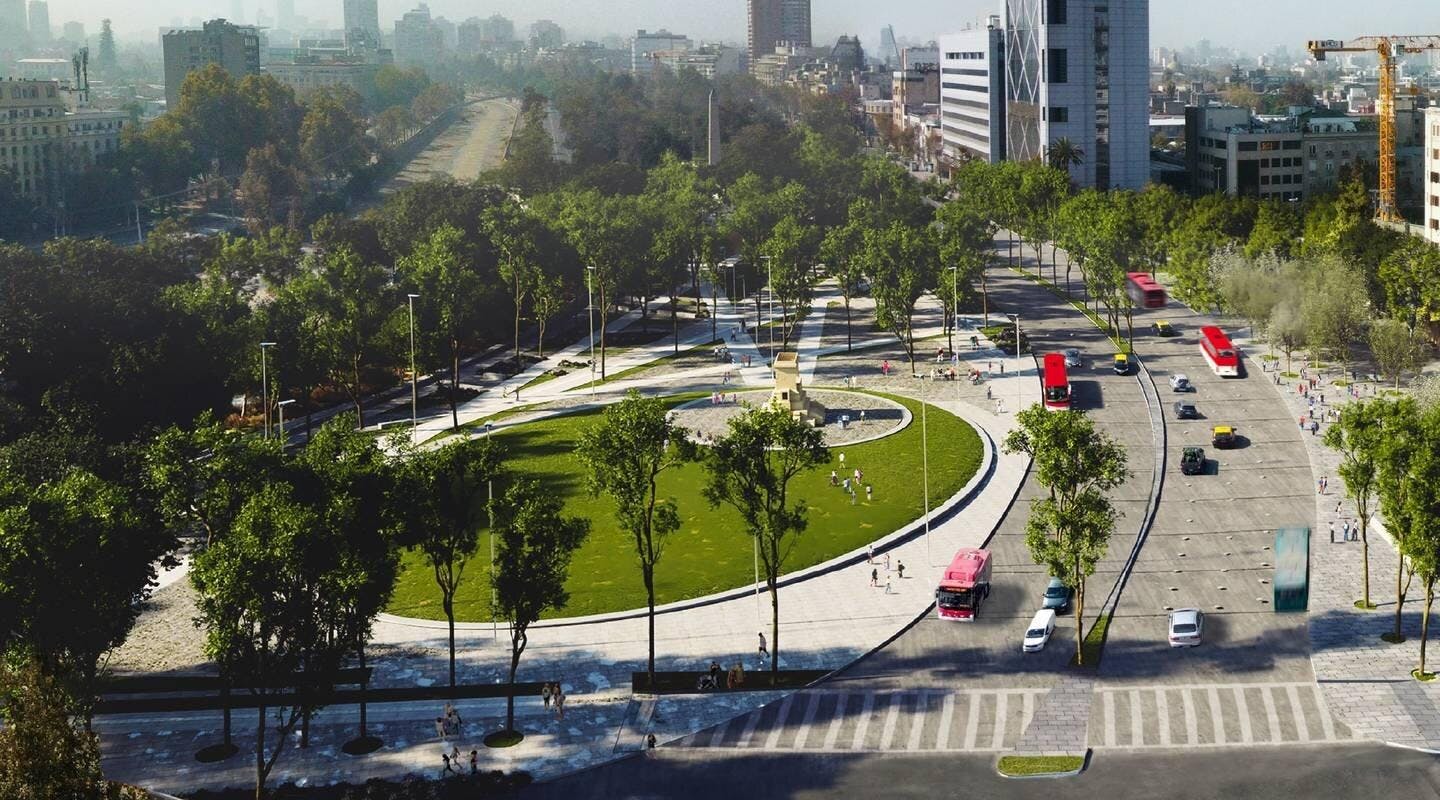 Con una serie de modificaciones en el tránsito: Así se ve el eje Alameda-Providencia sin la tradicional rotonda