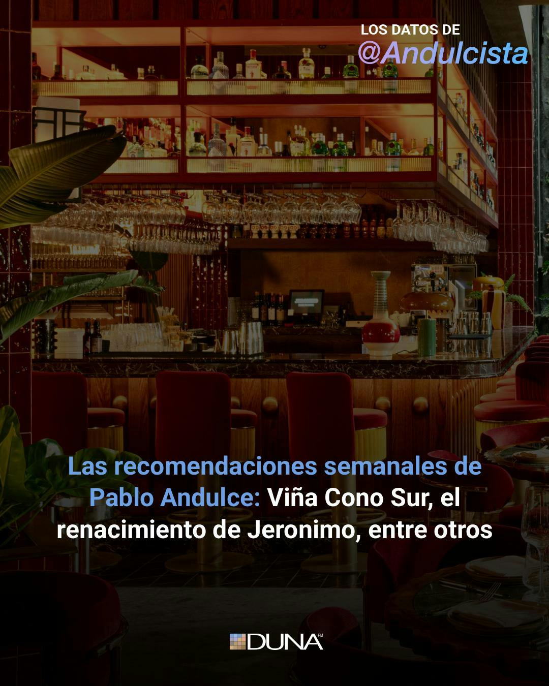 Pablo Andulce por retorno de restaurante Jeronimo: "Su bajada es Cocinas del Mundo, entonces puedes encontrar un plato que tiene reminiscencia tailandesa, otro con el toque italiano"