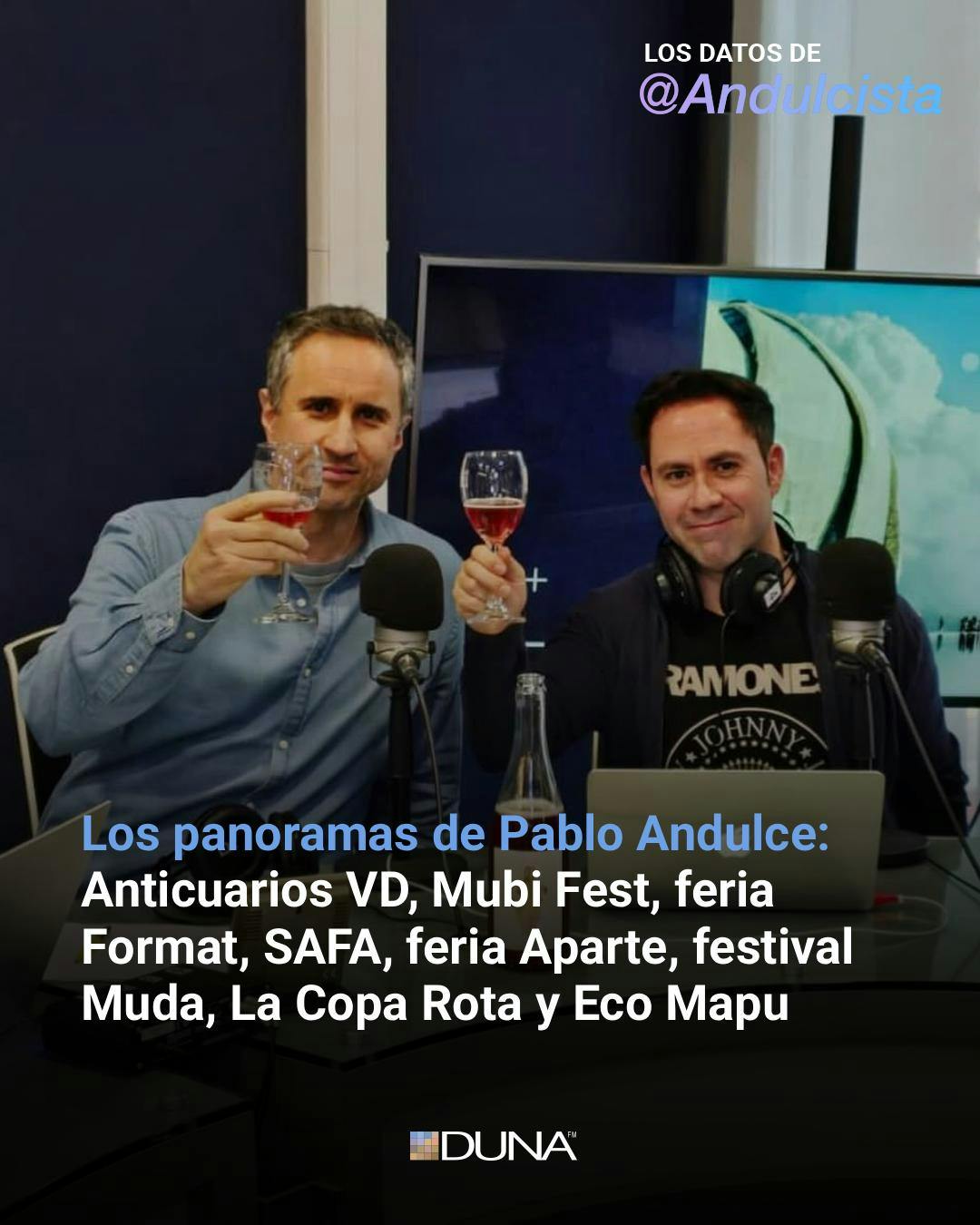 Andulcista: Anticuarios VD, Mubi Fest, feria Format, SAFA, feria Aparte, festival Muda, La Copa Rota y Eco Mapu