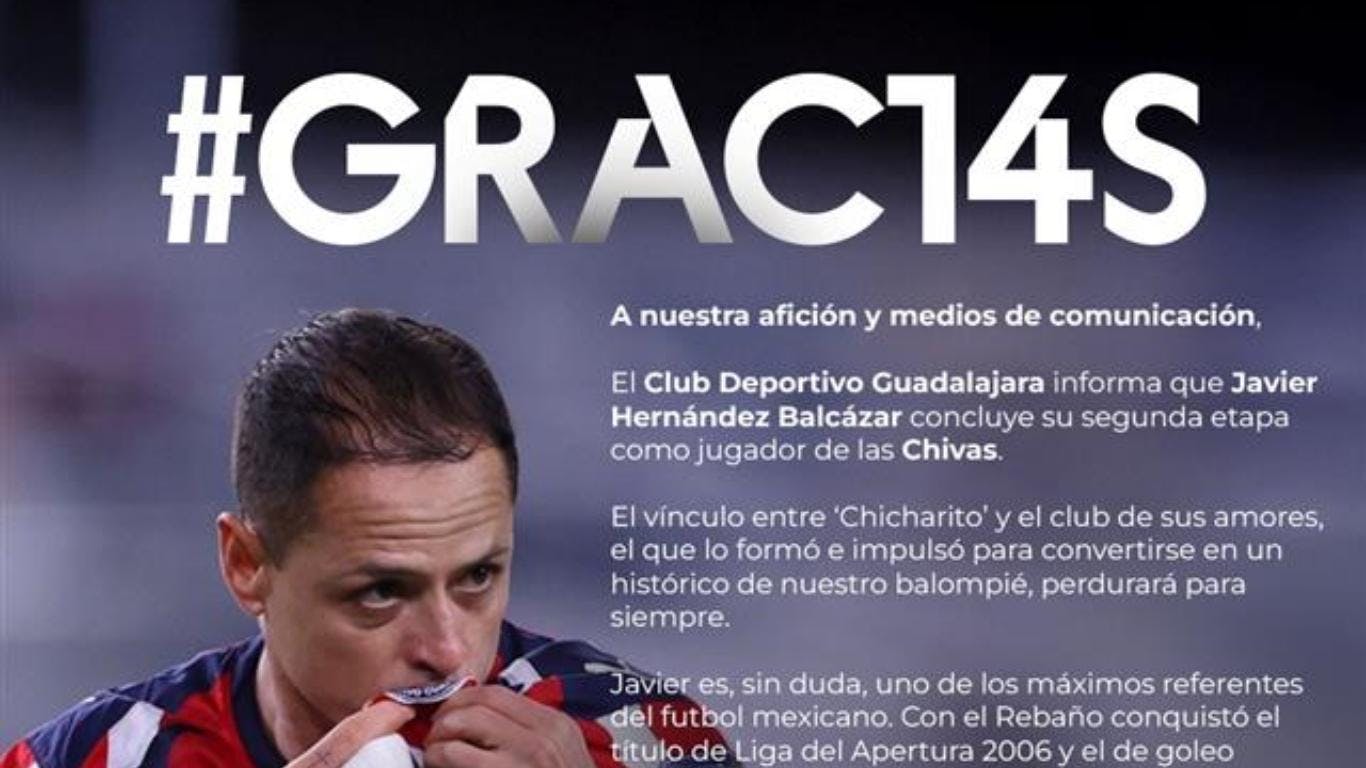Chivas Anuncia la Salida de Javier “Chicharito” Hernández Tras un Decepcionante Segundo Periodo