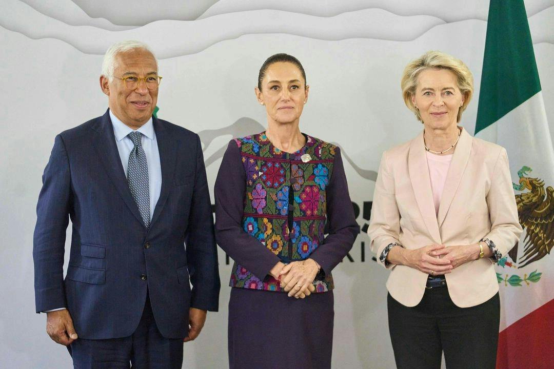 Claudia Sheinbaum recibe a líderes de la Unión Europea en Palacio Nacional para histórica cumbre bilateral