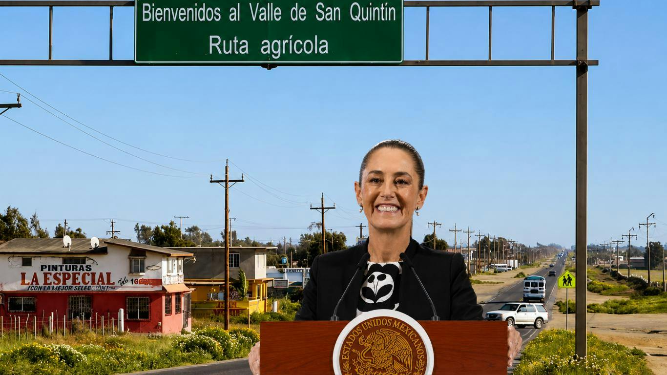 CNTE y colectivos de búsqueda interceptan a Sheinbaum a su llegada a San Quintín