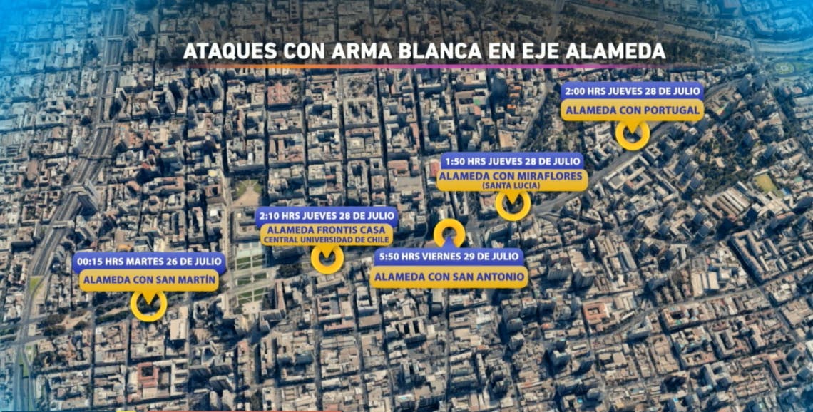 La cronología de los violentos ataques en el eje Alameda