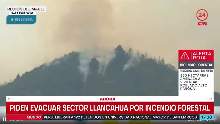 Emiten alerta de evacuación por incendio en San Javier
