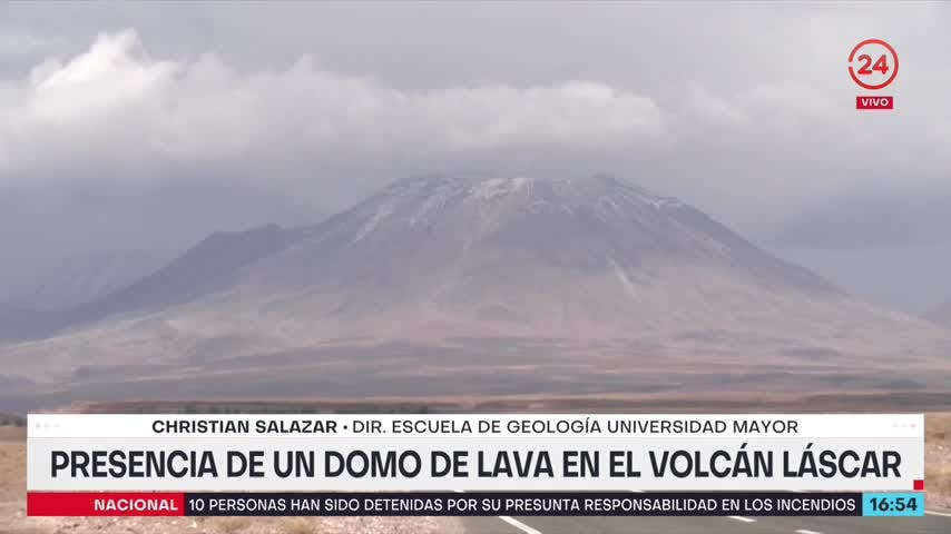 Presencia de un domo de lava en el volcán Láscar