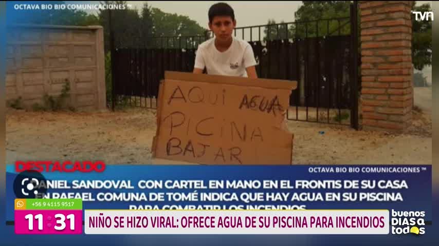 Niño se vuelve viral al ofrecer agua de su piscina para combatir incendios