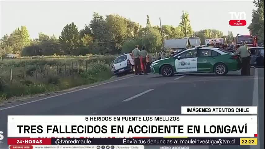 Tres fallecidos en accidente en Longaví