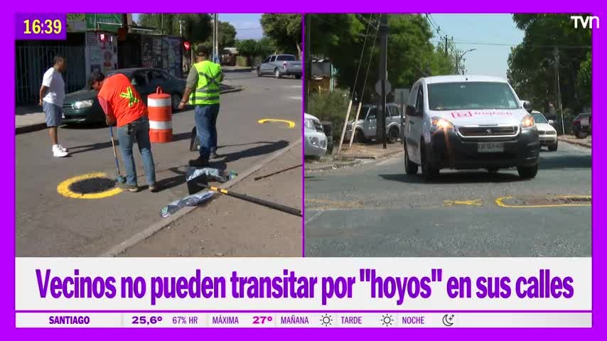 Vecinos de Maipú se organizan para tapar hoyos