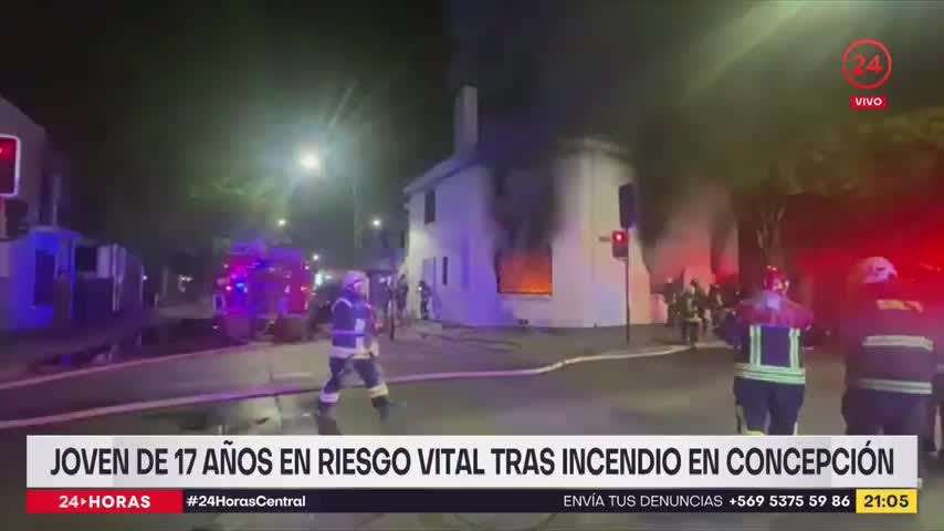 Joven de 17 años en riesgo vital tras incendio en Concepción