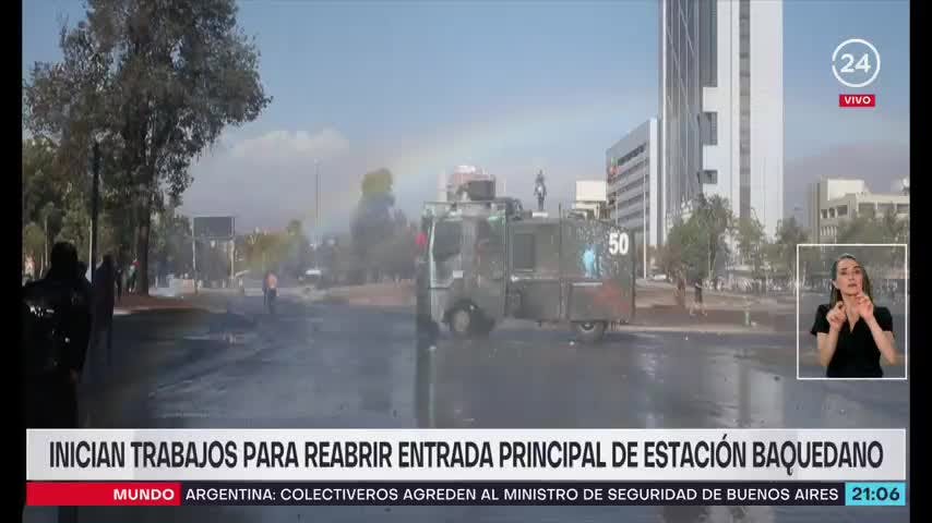 Inician trabajos para reabrir entrada principal de Estación Baquedano