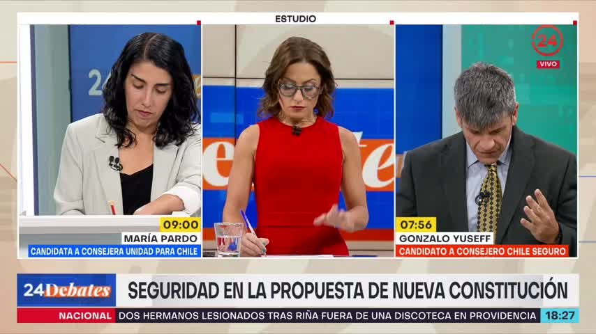 24 Debates: Seguridad en la propuesta constitucional según María Pardo y Gonzalo Yuseff