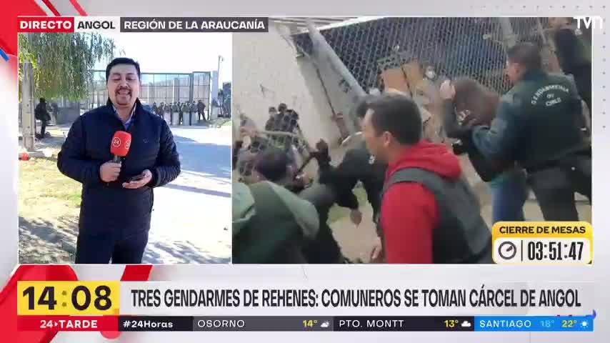 Comuneros se toman carcel de Angol: Habría 3 gendarmes de rehén