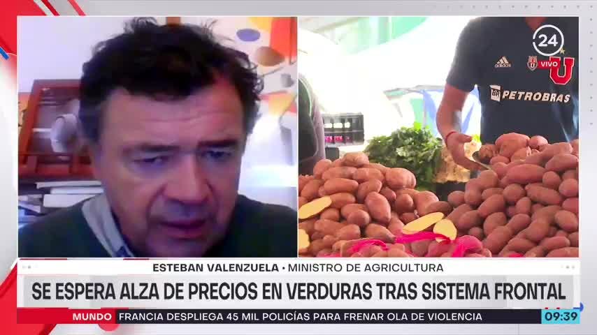 Alza en precio de las verduras tras lluvias: ministro Valenzuela afirma que será acotada
