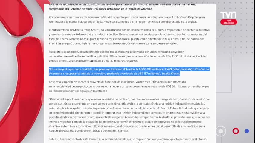 Mineros defienden rentabilidad de Fundición Paipote