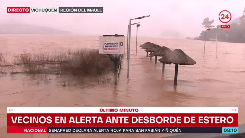 Estero en Llico se desbordó tras intensas precipitaciones