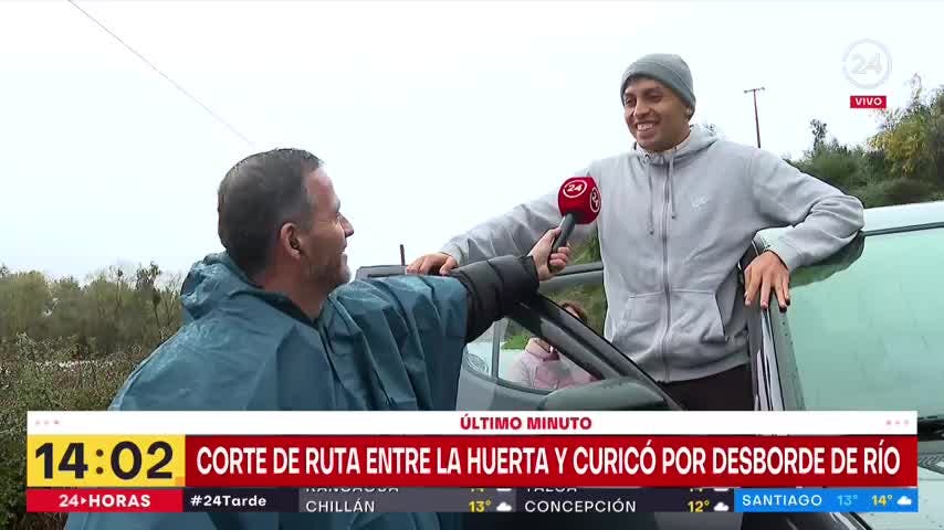Corte de ruta entre la Huerta y Curicó por desborde de rio