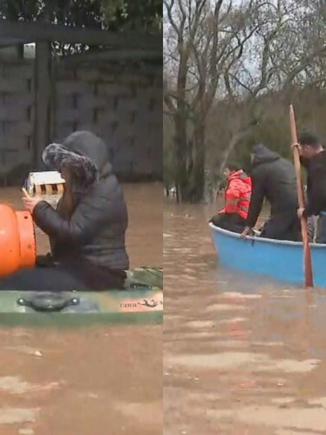 Inundaciones en Talca: evacúan en botes a vecinos tras crecida del Río Claro