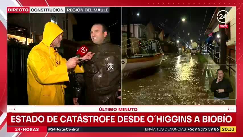 Río Maule se desborda e inunda calles de Constitución