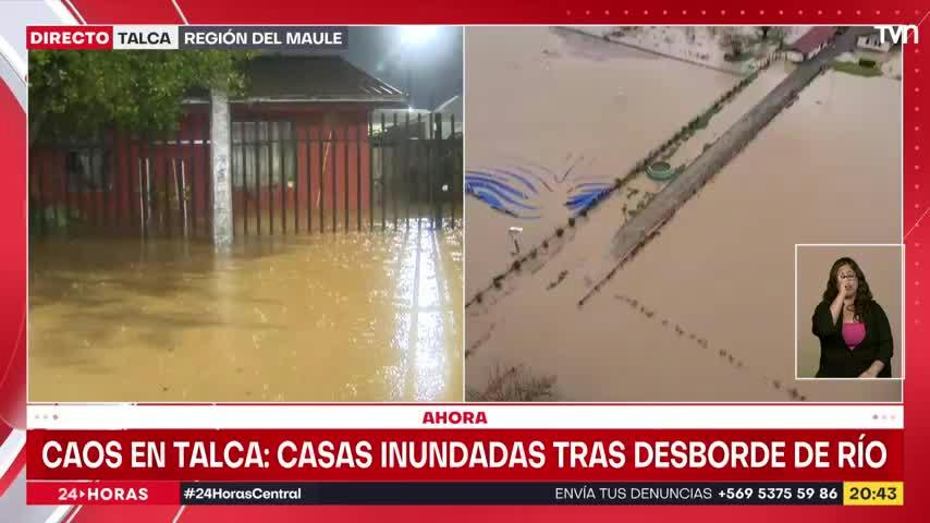 Caos en Talca: casas inundadas y calles transformados en ríos