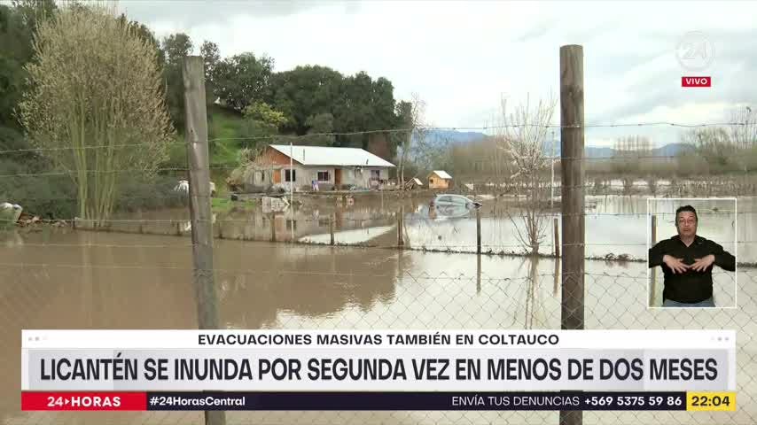Evacuaciones masivas en Coltauco: Licantén se inunda por segunda vez en menos de dos meses