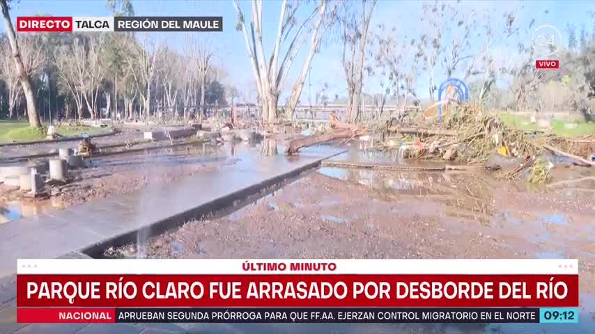 Parque Río Claro quedó destruido tras desborde de río y fuertes lluvias