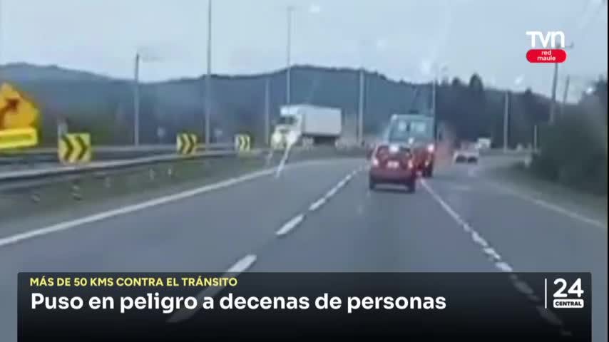 Conductor avanzó contra el tránsito por más de 50 kilómetros 
