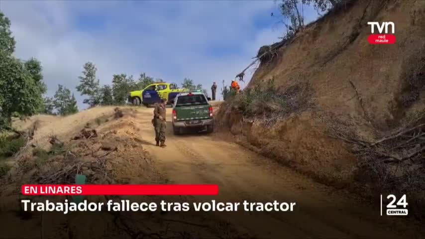 Trabajador fallece tras volcar tractor en Linares 