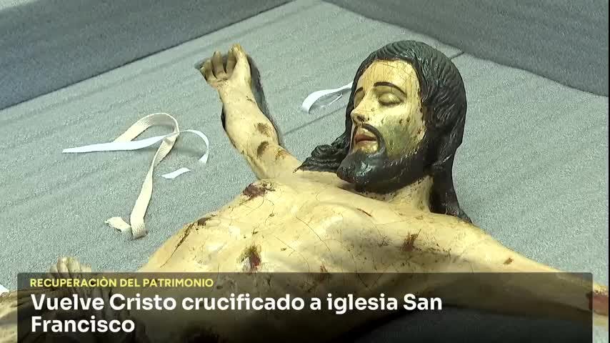 El Cristo crucificado de la iglesia de San Francisco en Barón vuelve a su hogar