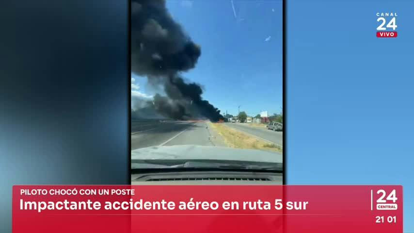 Impactante accidente de avioneta en la Ruta 5 Sur