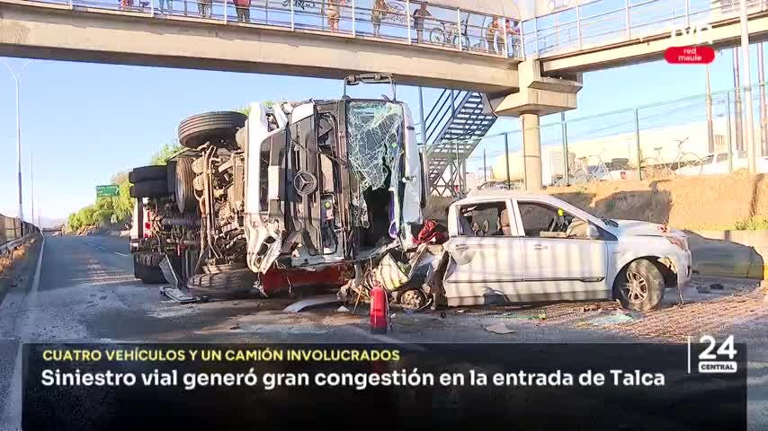 Siniestro vial generó gran congestión en la entrada de Talca