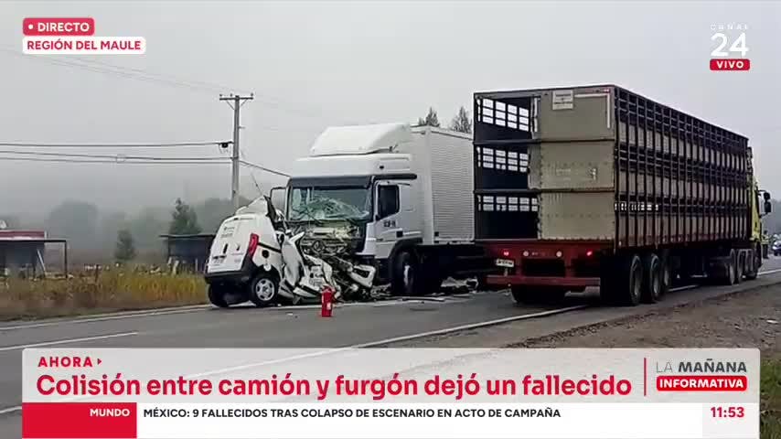 Fatal choque entre camión y furgón deja una persona fallecida en Villa Alegre