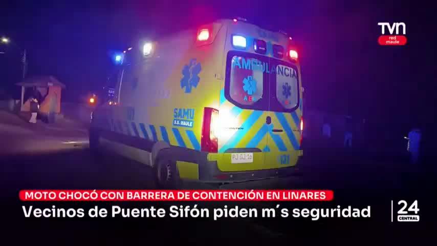 Choque de moto con barrera dejó un muerto en Linares. Vecinos piden luminarias y baches