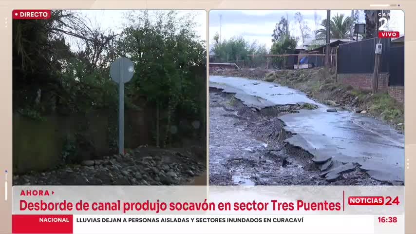 Canal de regadío produjo socavón e inundó viviendas