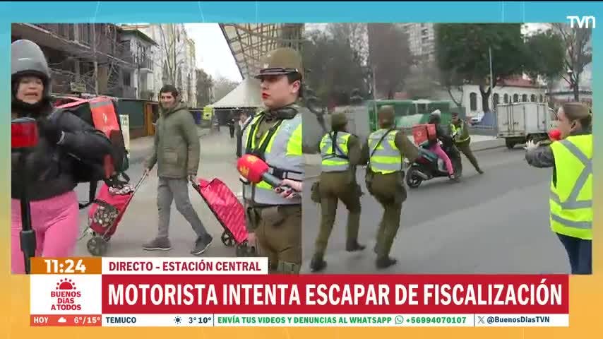 Conductora de aplicación intenta escapar de fiscalización: Casi atropella a los carabineros