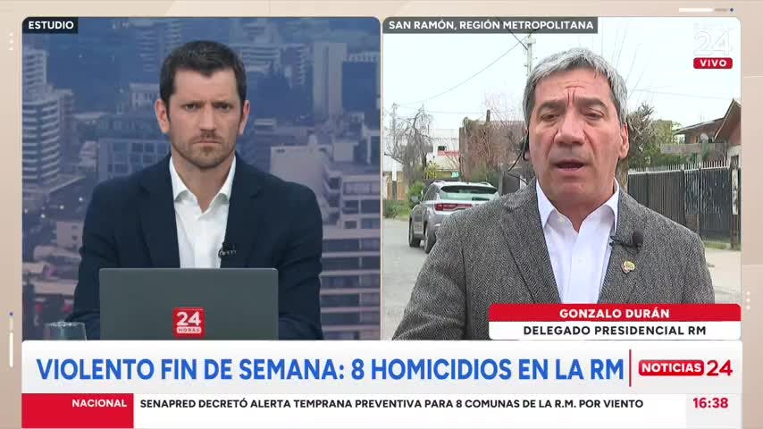 Delegado RM se refiere a violento fin de semana: 8 homicidios en la RM