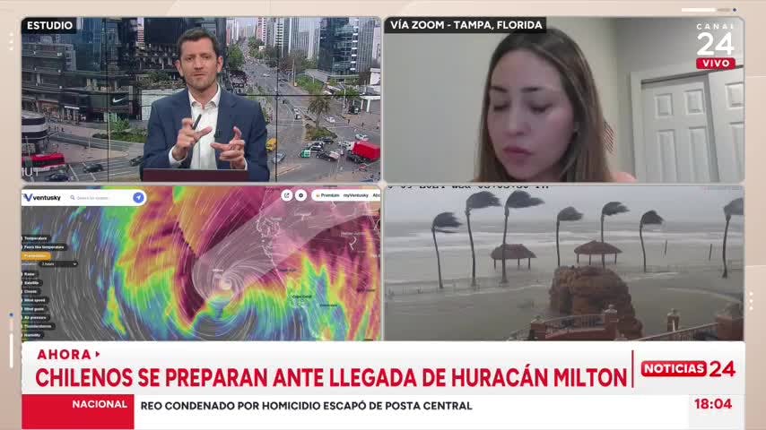 Chilena residente en Tampa por huracán Milton: “No hay nadie, están todas las casas con latas en las ventanas”