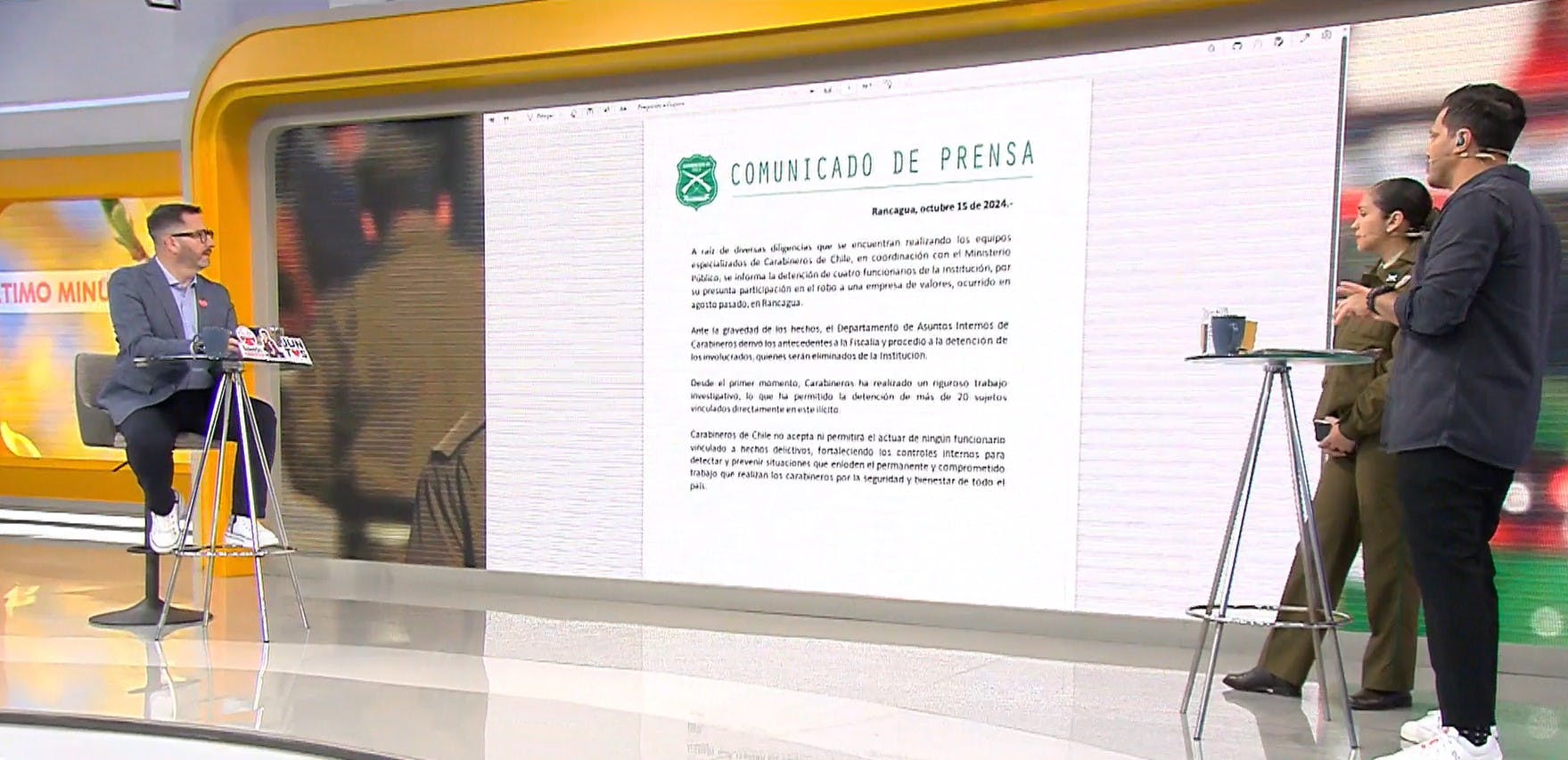 "Eliminados de la Institución": Carabineros da de baja a funcionarios detenidos por robo a Brinks