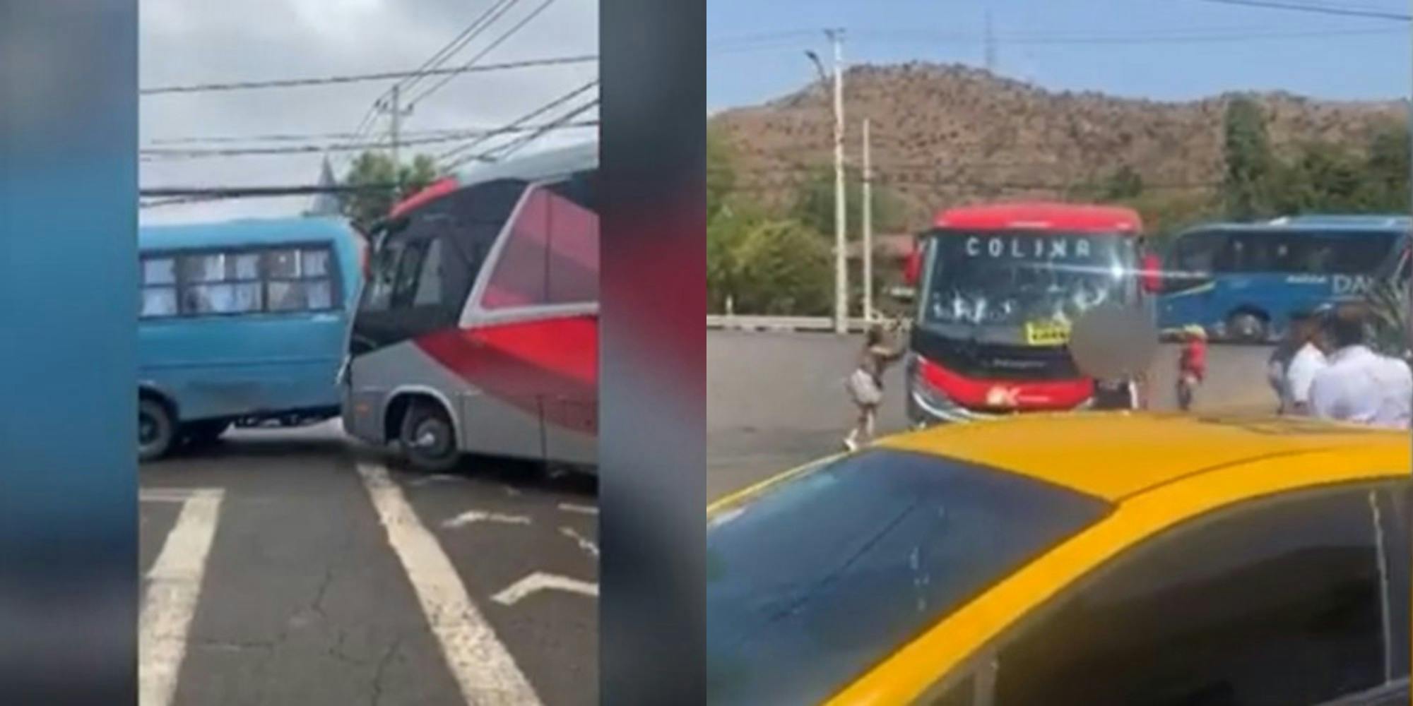 Pasajeros en peligro: Empresa de buses agrede y destruye buses de la competencia en Colina