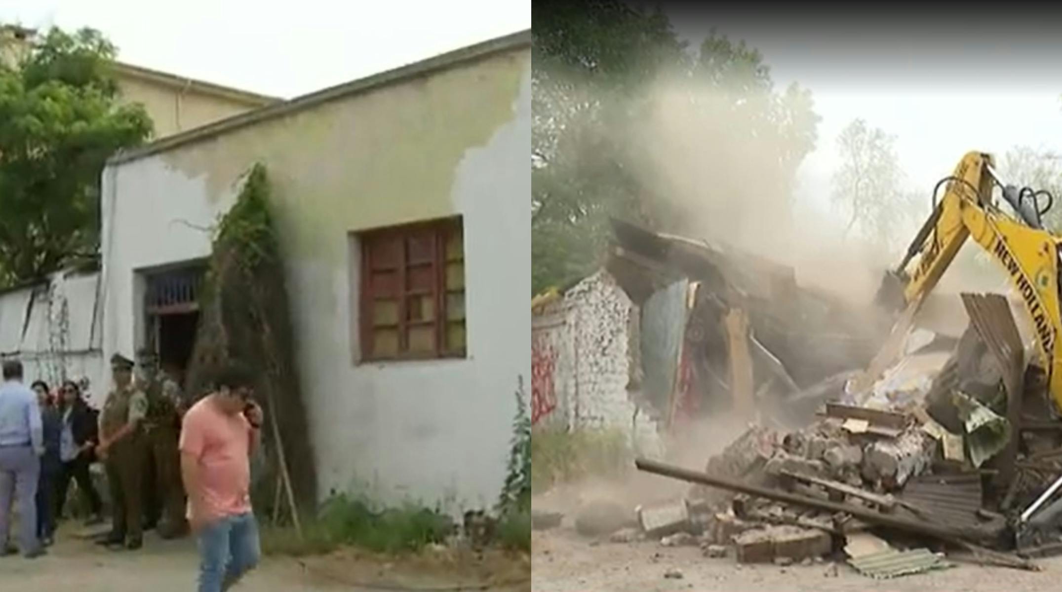 Así fue la celebrada demolición de casa tomada en Quinta Normal
