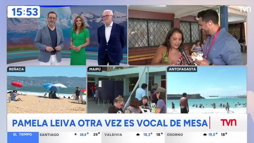 Pamela Leiva otra vez es vocal de mesa y tuvo divertido momento con Simón Oliveros