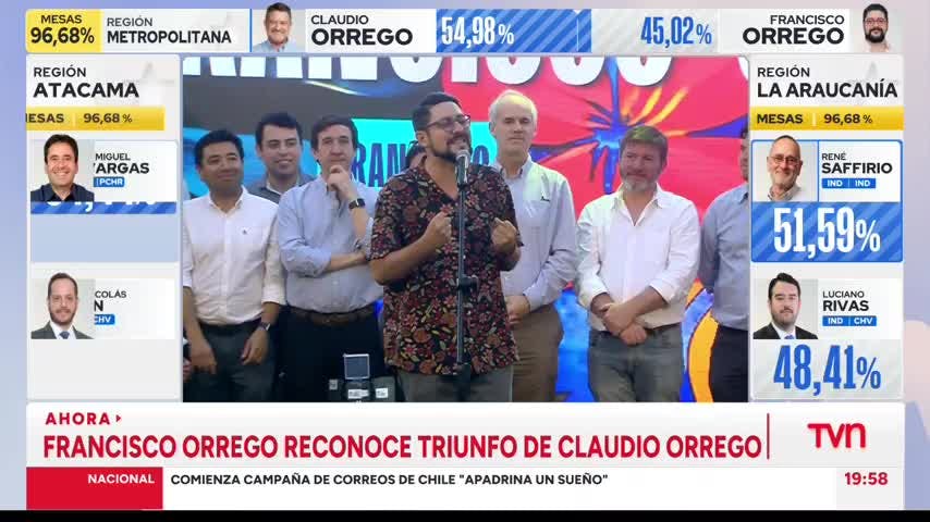 Francisco Orrego reconoce su derrota para el Gobierno Regional Metropolitano de Santiago