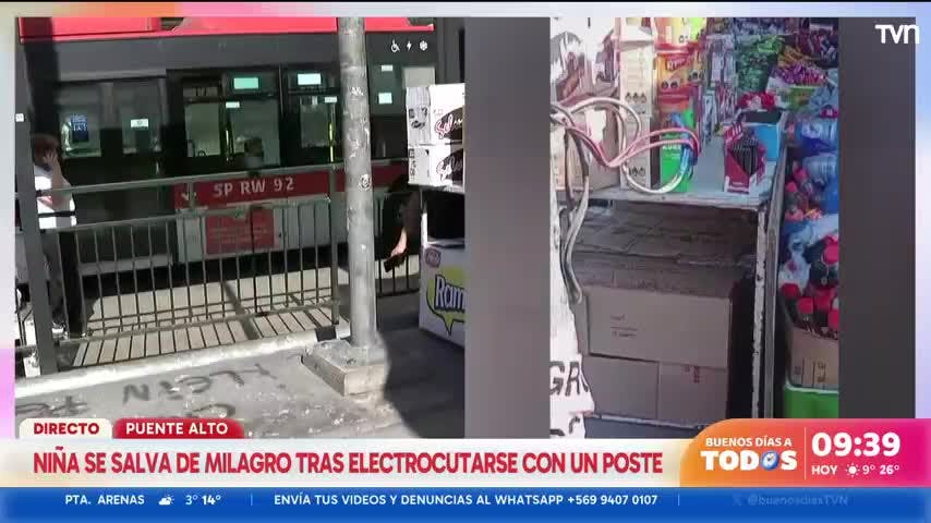 ¡Se salvó de milagro! Niña se electrocutó por poste en mal estado en Puente Alto