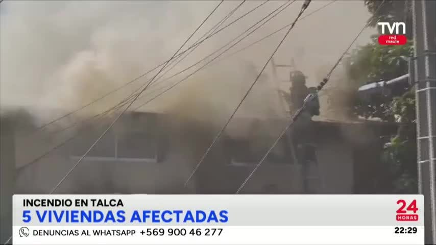 Incendio afectó 5 viviendas en Talca