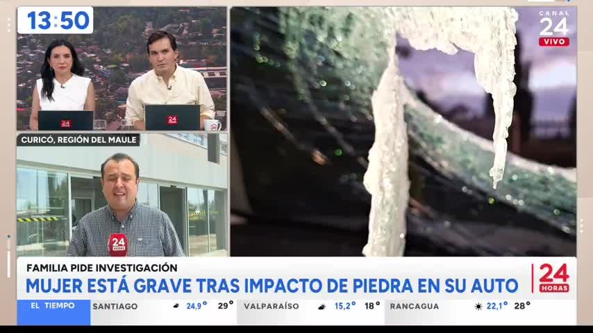 Mujer está grave tras recibir un piedrazo contra su auto en Maule