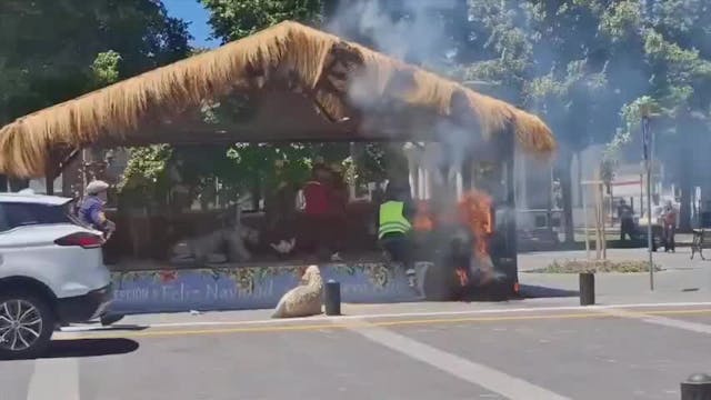 Queman pesebre en Plaza Independencia de Concepción