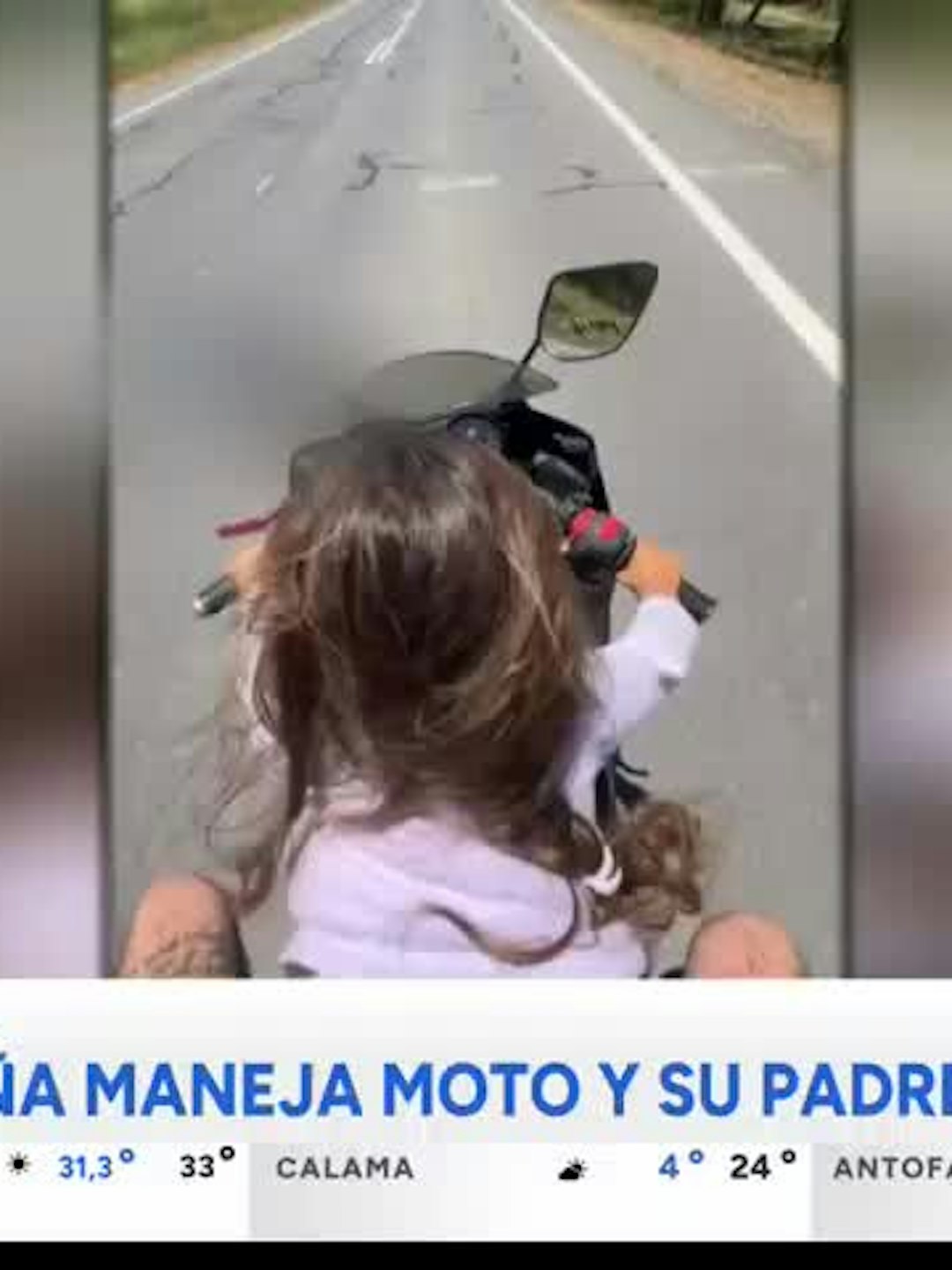VIDEO: padre grabó a su hija de cinco años manejando sin casco una moto a alta velocidad