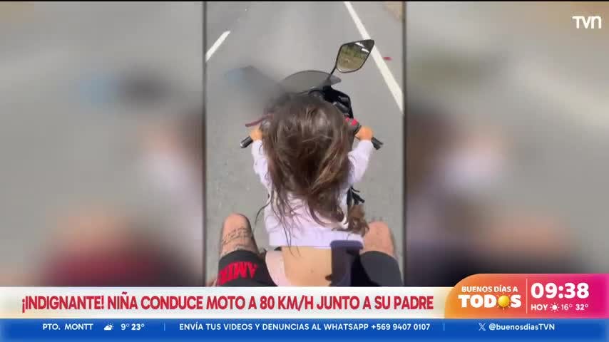 "Es aberrante": Niña conduce moto a 80 KM/Hora junto a su padre