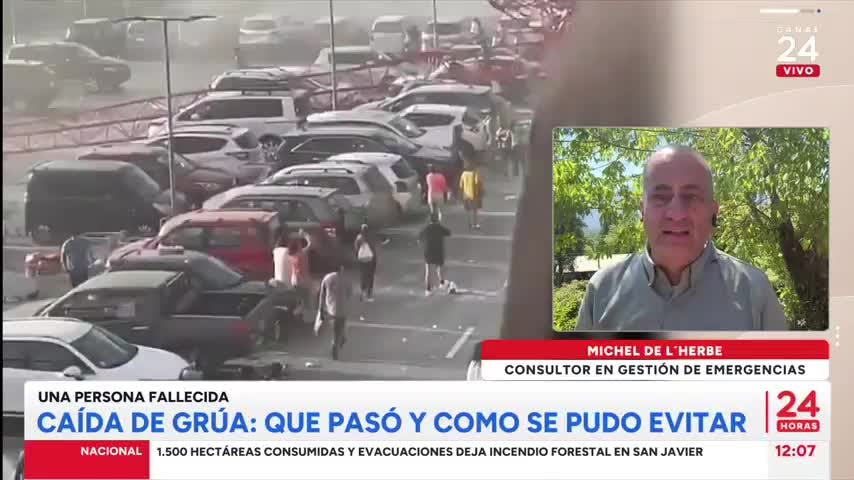 Grúa cayó sobre gimnasio y dejó a una persona fallecida