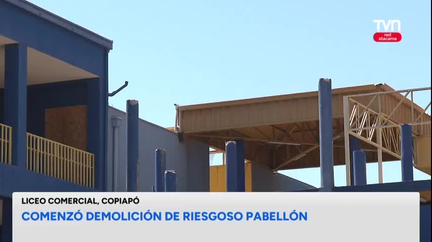 Liceo Comercial: comenzó demolición de riesgoso pabellón